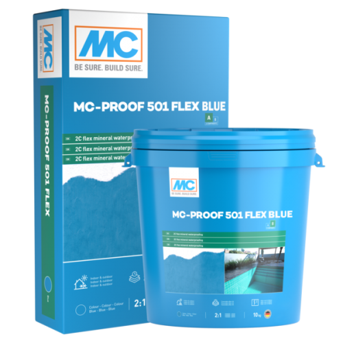 Двукомпонентна минерална хидроизолация MC-Proof 501 Flex Blue комп А 20кг